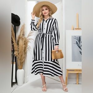 5 for $35 Sale: Striped Print Belted Shirt Dress, size 20, from Emery Rose
